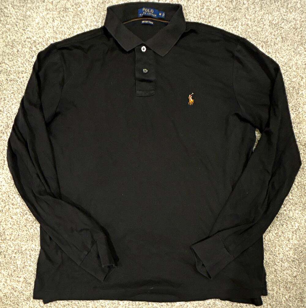 Polo Ralph Lauren Pima Soft Touch Men’s Black Long Sleeve Polo Shirt M